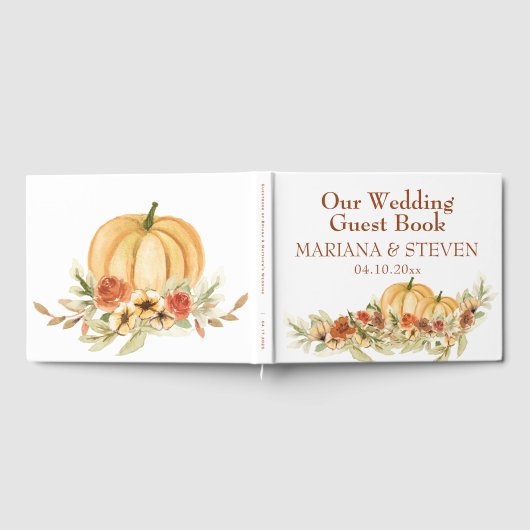 Rustige Waterverf Herfst in Love Pumpkin Wedding Gastenboek (Volledig)