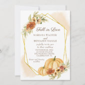Rustige Waterverf Herfst in Love Pumpkin Wedding I Kaart (Voorkant)