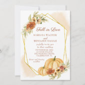 Rustige Waterverf Herfst in Love Pumpkin Wedding Kaart (Voorkant)