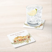 Rustige Waterverf Herfst in Love Pumpkin Wedding Kartonnen Onderzetters (Insitu)