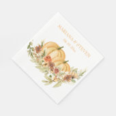Rustige Waterverf Herfst in Love Pumpkin Wedding N Servet (Hoek)