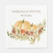Rustige Waterverf Herfst in Love Pumpkin Wedding N Servet (Voorkant)
