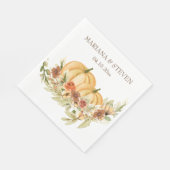 Rustige Waterverf Herfst in Love Pumpkin Wedding N Servet (Hoek)