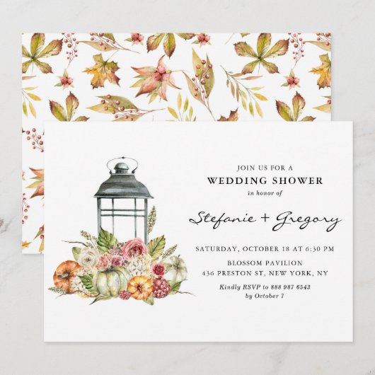 Rustige Waterverf Herfst Lantern Wedding Shower Kaart (Voorkant / Achterkant)