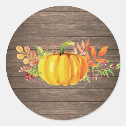 Rustige Waterverf Herfst Pompoen Herfst Ronde Sticker (Voorkant)