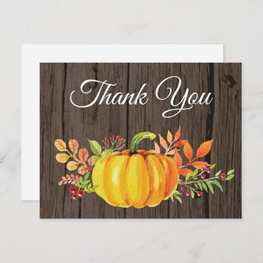 Rustige Waterverf Herfst Pumpkin Bedankkaart (Voorkant / Achterkant)