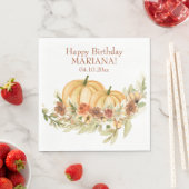 Rustige Waterverf Herfst Pumpkin Birthday Party Servet (Insitu)