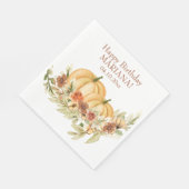 Rustige Waterverf Herfst Pumpkin Birthday Party Servet (Hoek)