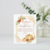 Rustige Waterverf Herfst Pumpkin - Hartelijk dank Bedankkaart (Staand voorkant)