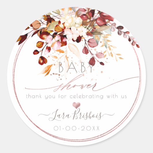 Rustige Waterverf Herfst Rust Eucalyptus Bridal Cl Ronde Sticker (Voorkant)
