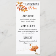 Rustige Waterverf Herfstloof Thanksgiving Menu