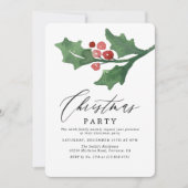 Rustige Waterverf Holly Holiday Kerstfeest Kaart (Voorkant)