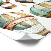 Rustige Waterverf Hot Air-ballonnen — Kunstafdrukk Poster (Hoek)