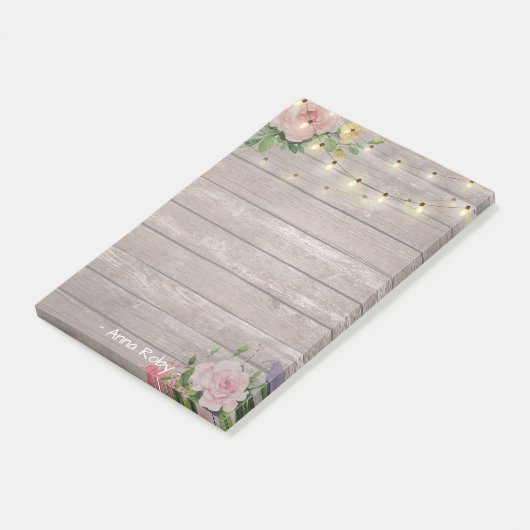 Rustige Waterverf hout Floral Elegant String Light Post-it® Notes (Schuin)
