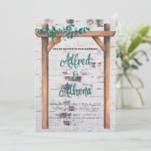 Rustige Waterverf Hout Lijst Wedding Kaart (Staand voorkant)