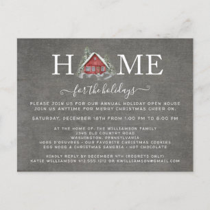 Rustige Waterverf Huis voor de Feestdagen Open Hou Aankondigingskaart