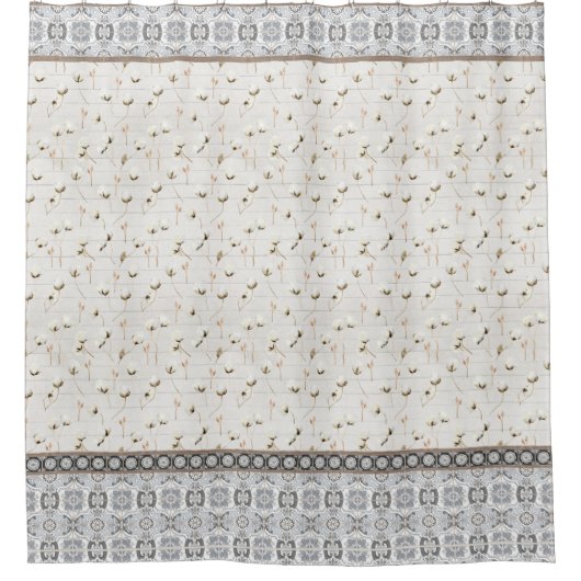 Rustige Waterverf Katoen katoenbollen Douchegordijn (Voorkant)