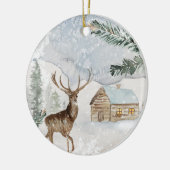 Rustige Waterverf kerst van de Cabin Keramisch Ornament (Links)