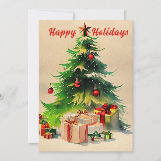 Rustige Waterverf kerstboom Foto Briefkaart (Voorkant)