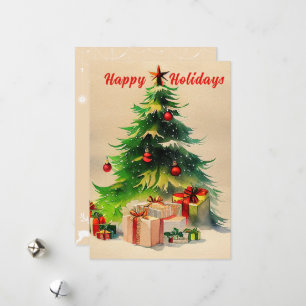Rustige Waterverf kerstboom Foto Briefkaart