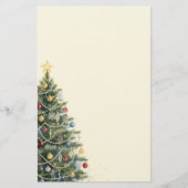 Rustige Waterverf Kerstboom Kerstvakantie Briefpapier (Voorkant)