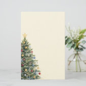 Rustige Waterverf Kerstboom Kerstvakantie Briefpapier (Staand voorkant)