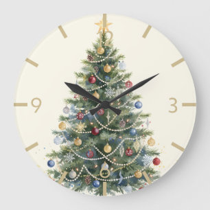 Rustige Waterverf Kerstboom Kerstvakantie Grote Klok
