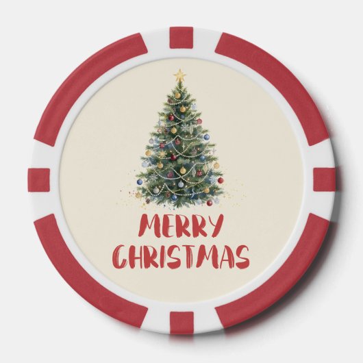 Rustige Waterverf Kerstboom Kerstvakantie Poker Chips (Voorkant)