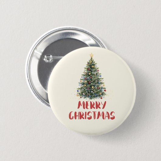 Rustige Waterverf Kerstboom Kerstvakantie Ronde Button 5,7 Cm (Voorkant /achterkant)