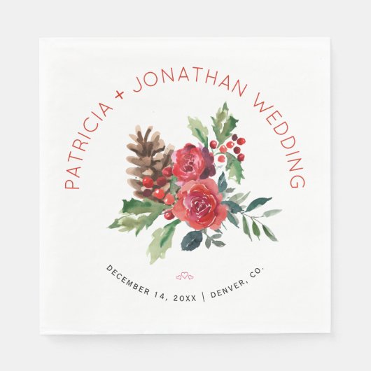 Rustige waterverf kerstbruiloft servet (Voorkant)