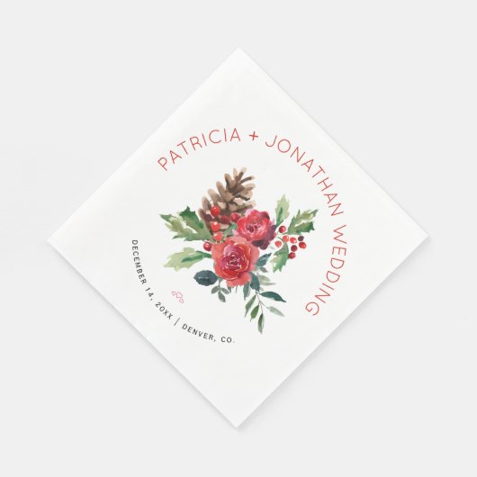 Rustige waterverf kerstbruiloft servet (Hoek)