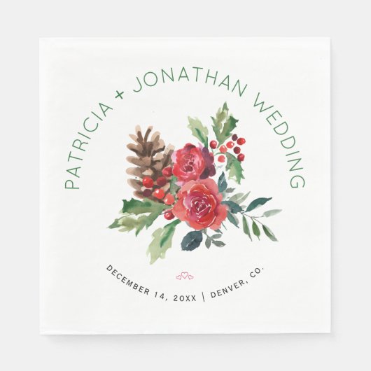 Rustige waterverf kerstbruiloft servet (Voorkant)