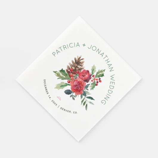 Rustige waterverf kerstbruiloft servet (Hoek)