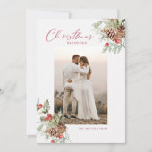 Rustige Waterverf kerstcadeaufotokaart Feestdagenkaart (Voorkant)