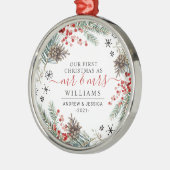 Rustige Waterverf kerstmis | Mr. & Mrs. Metalen Ornament (Links)