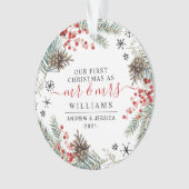 Rustige Waterverf kerstmis | Mr. & Mrs. Ornament (voorkant)