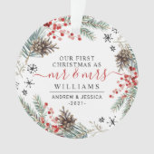 Rustige Waterverf kerstmis | Mr. & Mrs. Ornament (voorkant)