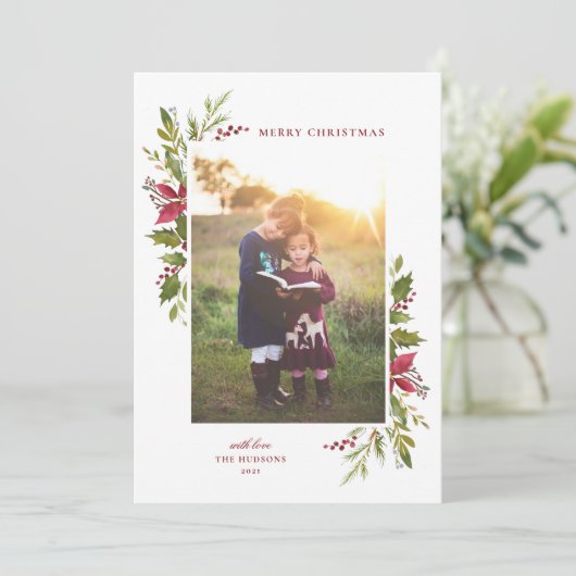 Rustige Waterverf Klassiek Feestdagenkaart (Staand voorkant)