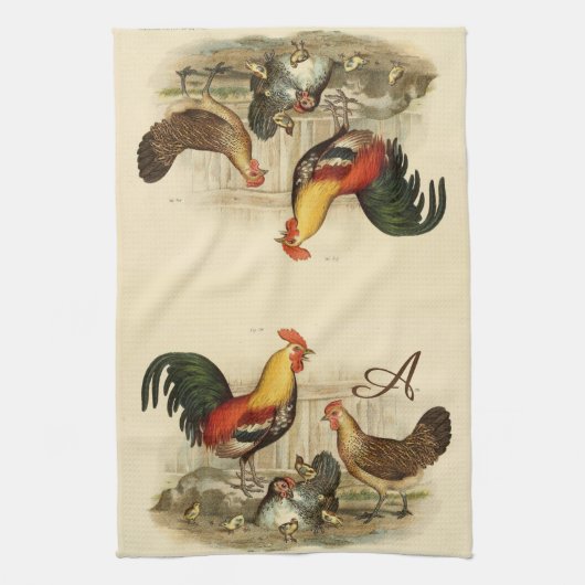 Rustige  Waterverf — kleurrijke booster Chicken Theedoek (Verticaal)