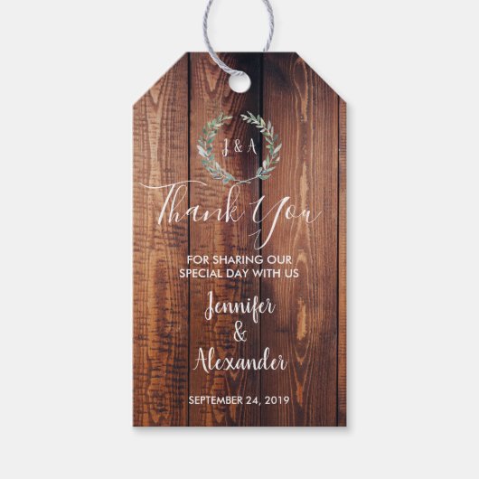 Rustige waterverf laat bedankt bruiloft cadeaulabel (Voorkant)