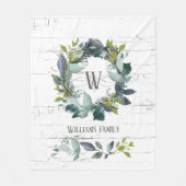 Rustige Waterverf Laurel Wreate Family Monogram Fleece Deken (Voorkant)