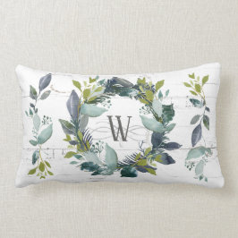 Rustige Waterverf Laurel Wreath Monogram Kussen