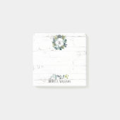 Rustige Waterverf Laurel Wreath Monogram Naam 3x3 Post-it® Notes (Voorkant)