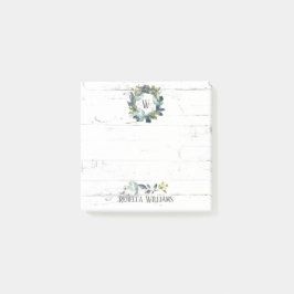 Rustige Waterverf Laurel Wreath Monogram Naam 3x3 Post-it® Notes