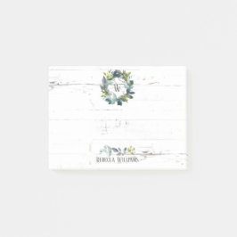 Rustige Waterverf Laurel Wreath Monogram Naam 4x3 Post-it® Notes