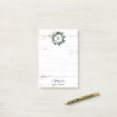 Rustige Waterverf Laurel Wreath Monogram Naam 4x6 Post-it® Notes (Op bureau)