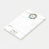 Rustige Waterverf Laurel Wreath Monogram Naam 4x6 Post-it® Notes (Schuin)