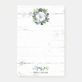 Rustige Waterverf Laurel Wreath Monogram Naam 4x6 Post-it® Notes (Voorkant)