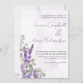 Rustige Waterverf Lavender & Eucalyputus Wedding Kaart (Voorkant)
