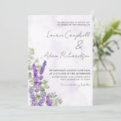 Rustige Waterverf Lavender & Eucalyputus Wedding Kaart (Staand voorkant)